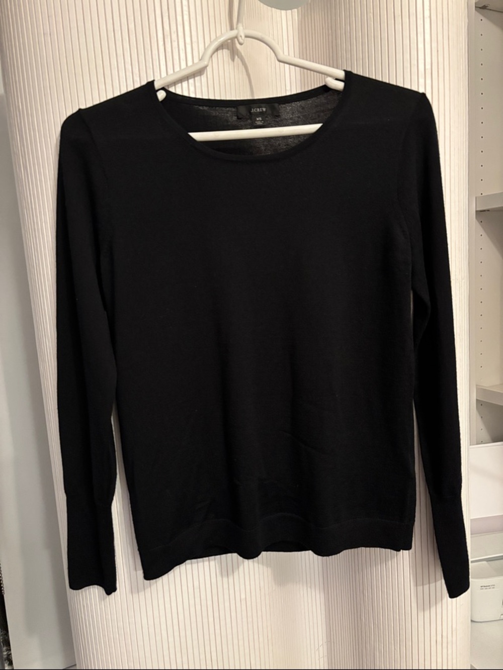 J. CREW Black Long-Sleeve Crewneck Knit Top